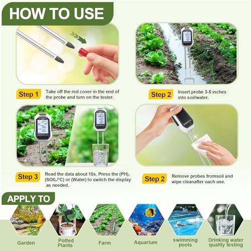 Moisture Meter for Plants, 7-in-1 Digital Soil Tester Kit with Backlit LCD