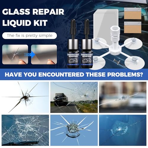 Windshield Chip Repair Kit,2 Bottles Car Glasses Repair kit