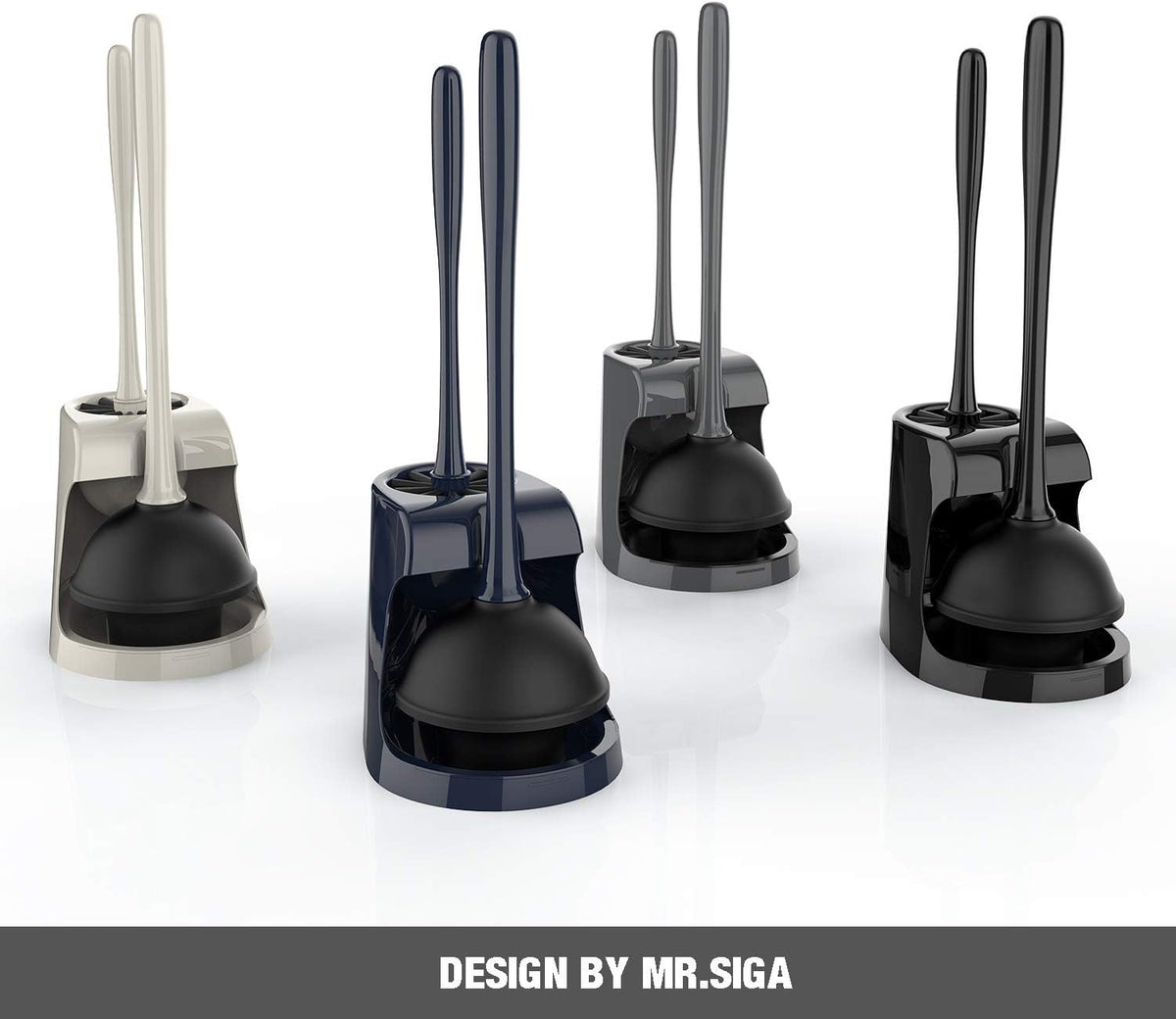 MR.SIGA Toilet Plunger and Bowl Brush Combo for Bathroom Cleaning, Black, 1