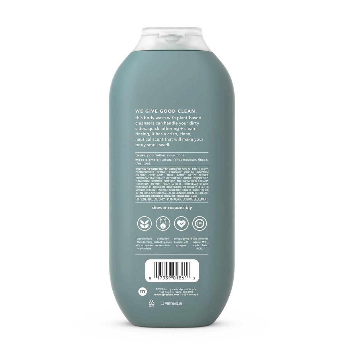 Method Men Body Wash, Sea and Surf Scent, Paraben and Phthalate Free