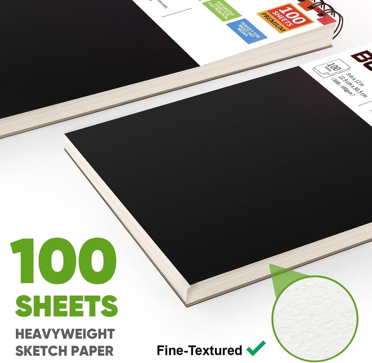 Soucolor 9" x 12" Sketch Book, 100 Sheets Top Spiral Bound Sketchbook with