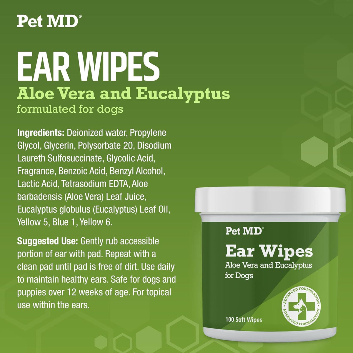 Pet MD - Dog Ear Cleaner Wipes - Otic Cleanser for Dogs to Stop Ear Itching