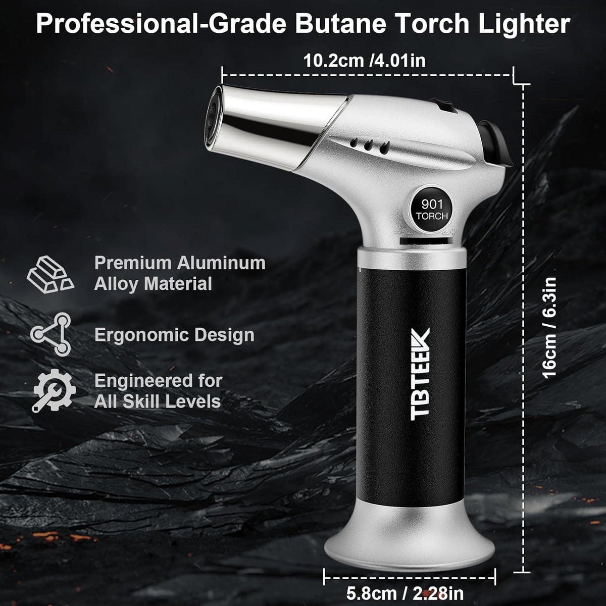 TBTEEK Butane Torch, Kitchen Torch Cooking Torch with Safety Lock &
