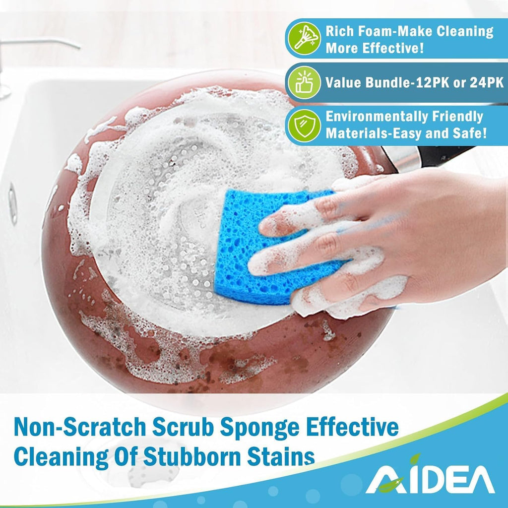AIDEA Non Scratch Scrub Sponge, 24Count, Sponges for Dishes, Sponges Kitchen