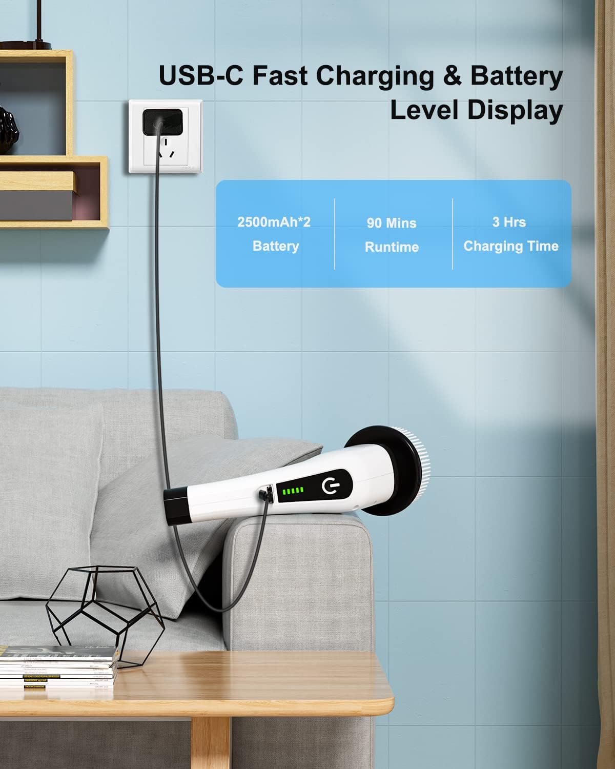 Leebein Electric Spin Scrubber, Cordless Cleaning Brush with 8 Replaceable