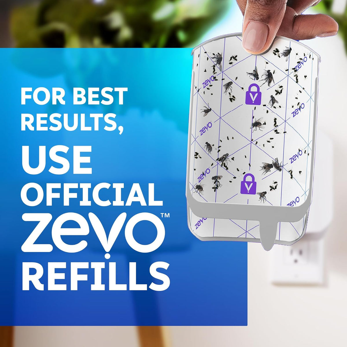 Zevo Flying Insect Trap & 3 Refill Cartridges - Plug in Fly Trap & Indoor Bug