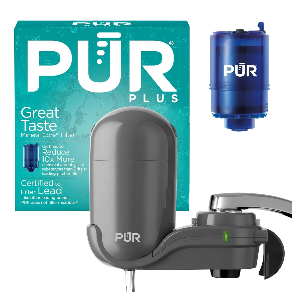 PUR Plus Vertical Faucet-Mount Water Filtration System, Lead-Reducing Filter