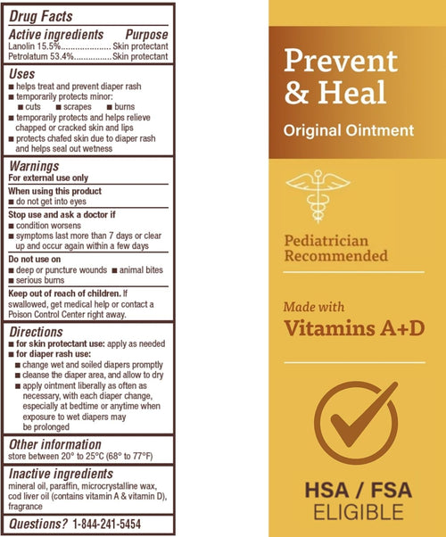 A+D Original Diaper Rash Ointment Prevents & Treats Diaper Rash, Moisturizing
