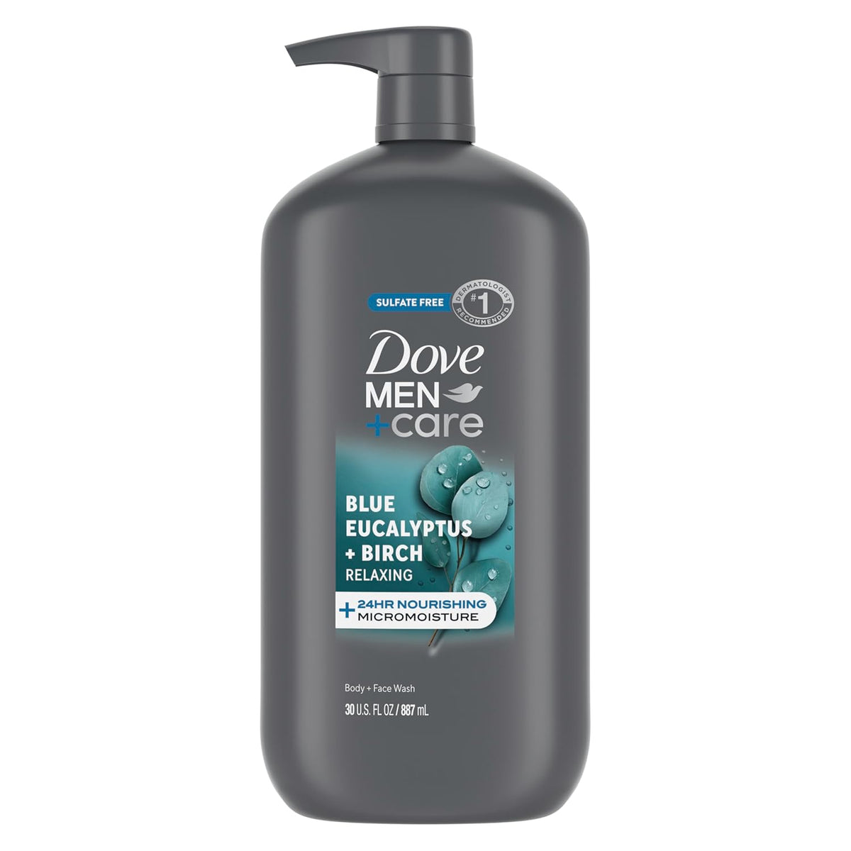 DOVE MEN + CARE Relaxing Blue Eucalyptus + Birch Body and Face Wash with