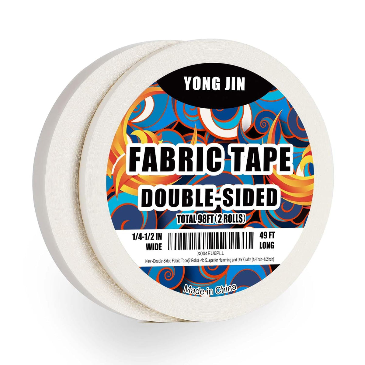 YONGJIN Double-Sided Fabric Tape (2 Rolls) - No Sewing or Ironing Required