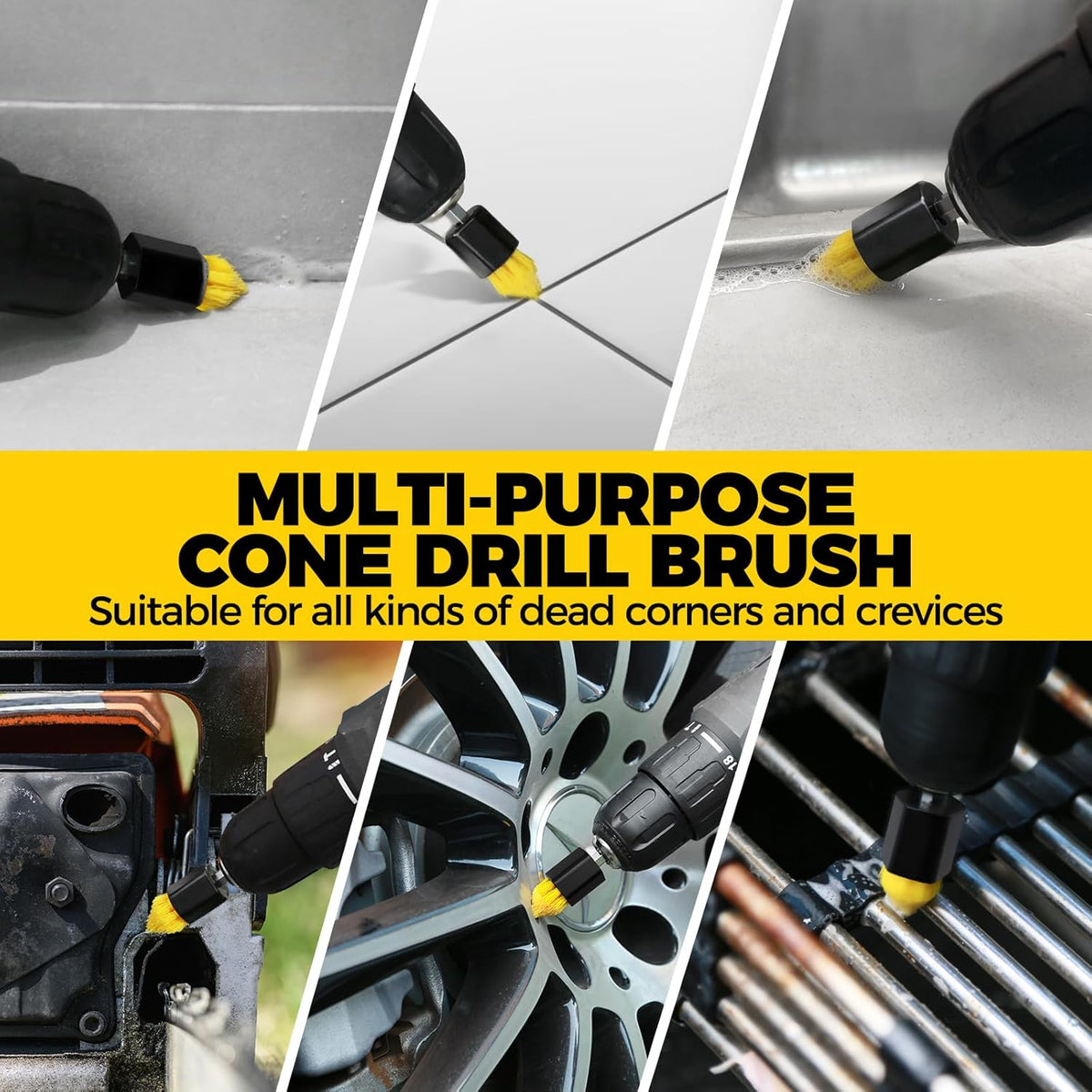 Holikme 6Pack Drill Brush Power Scrubber Cleaning Brush Extended Long