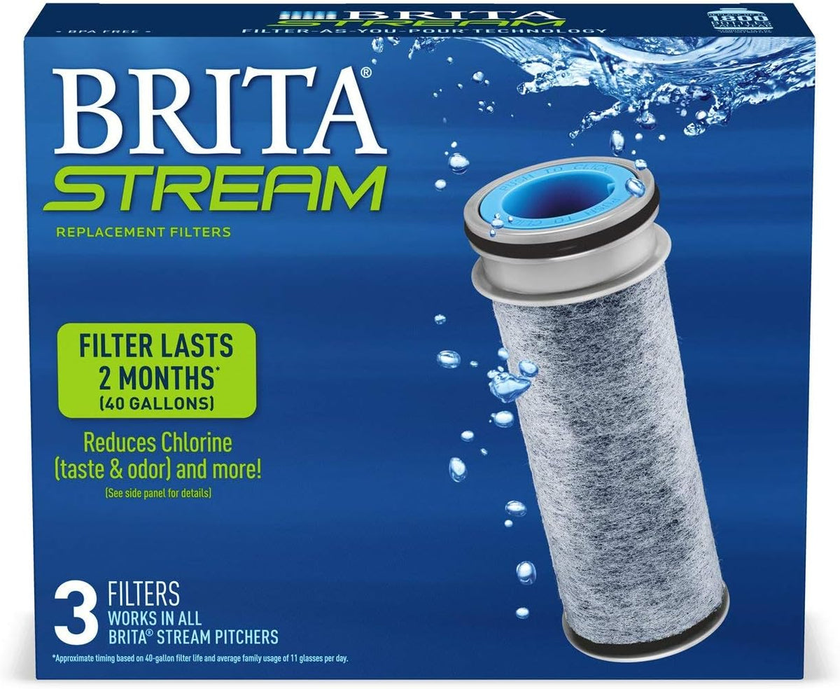 Brita Stream Pitcher Water Filter for Pitchers and Dispensers, BPA-Free