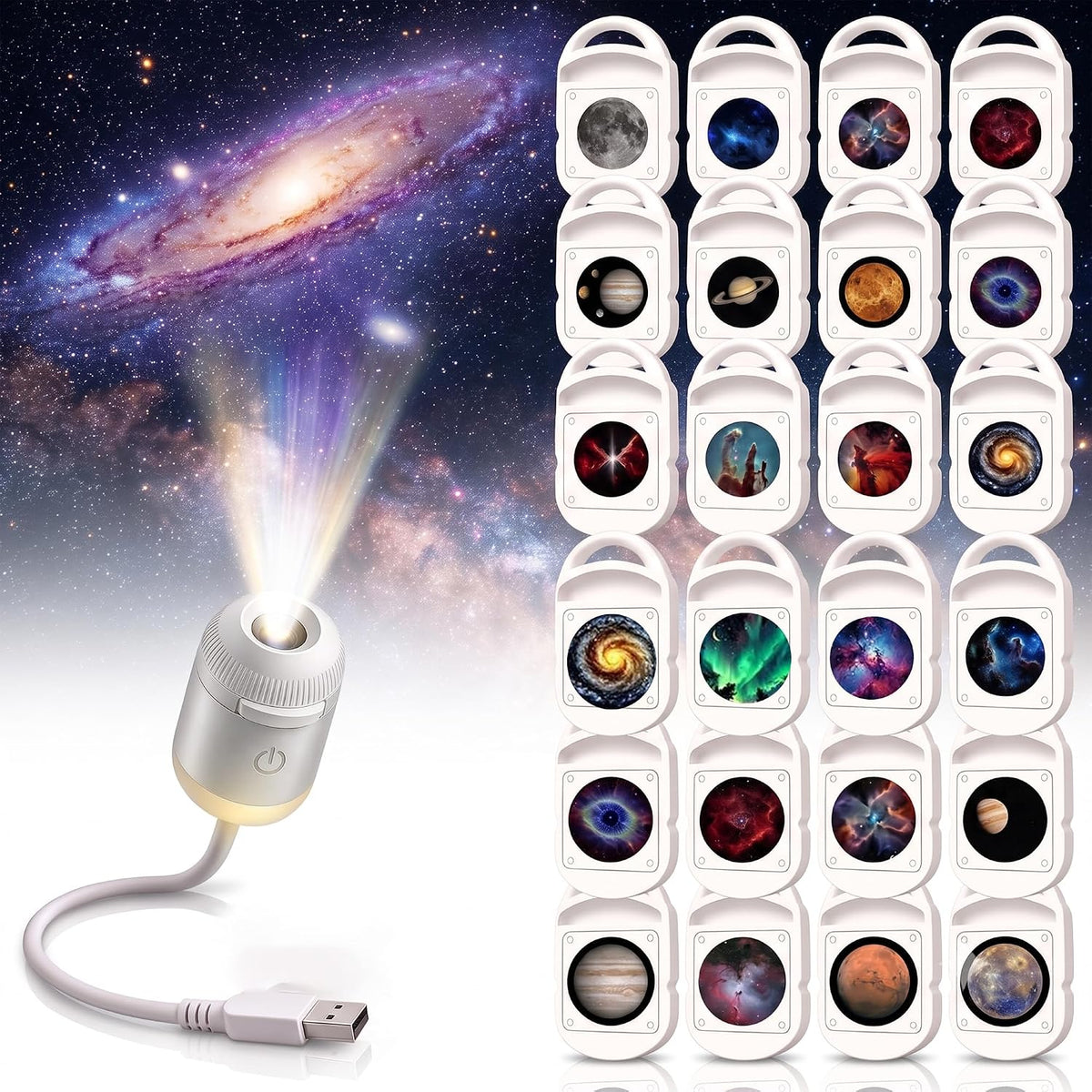 2-in-1 Galaxy Projector Night Light,USB Star Projector with Adjustable