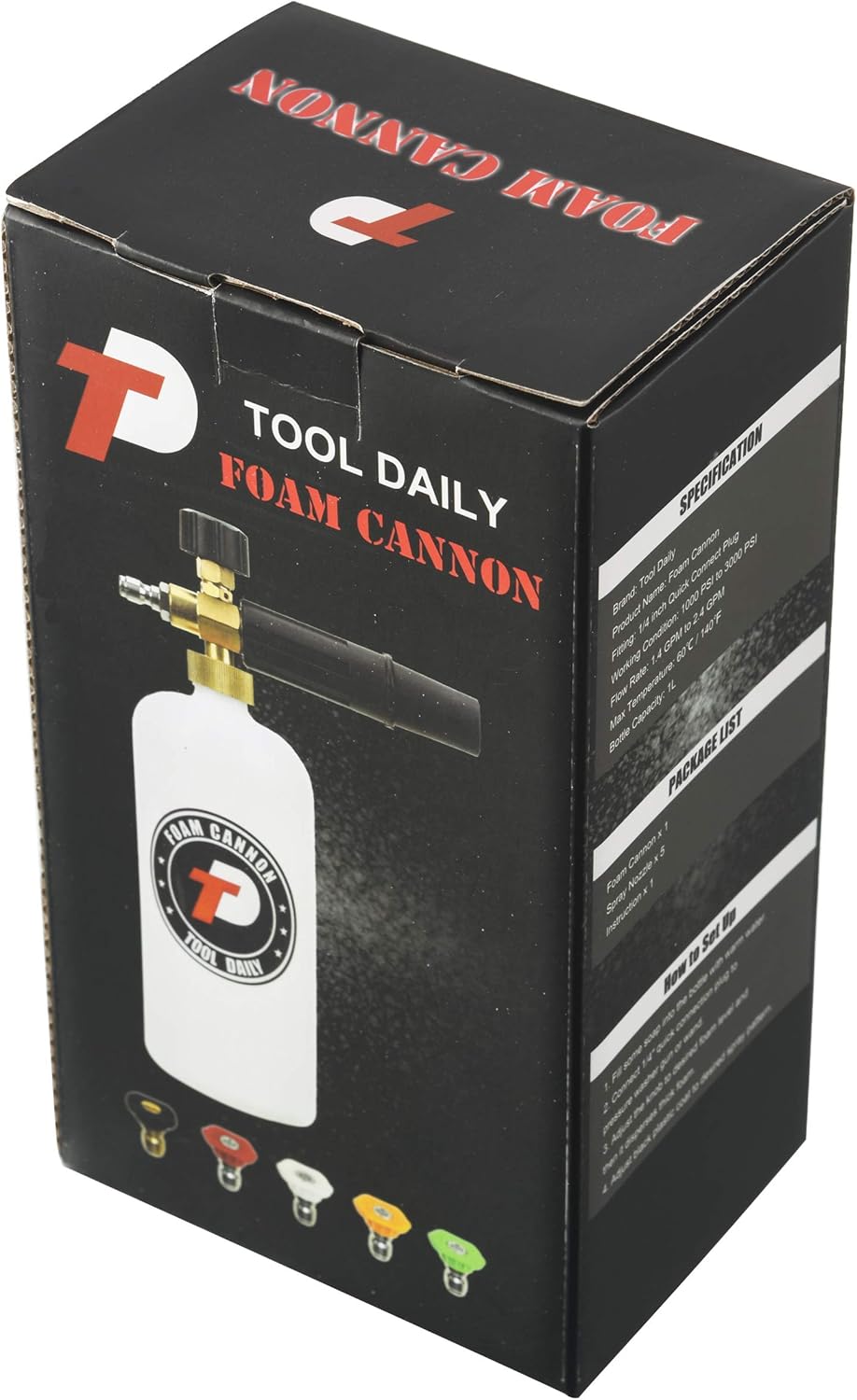 Tool Daily Foam Cannon with 1/4 Inch Quick Connector, 1 Liter, 5 Pressure