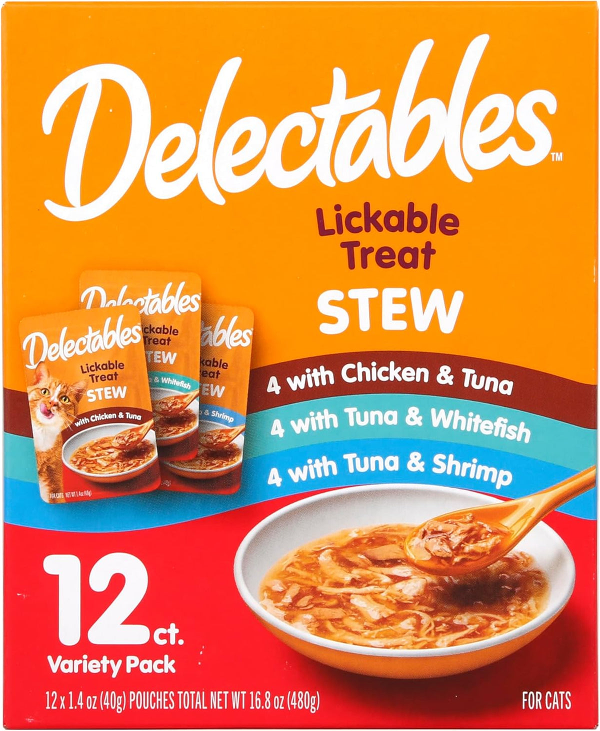 Delectables Lickable Treat Stew Wet Cat Treat Variety Pack, Food Topper