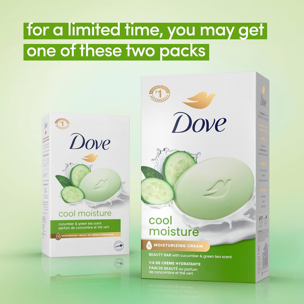 Dove Beauty Bar Soap Cool Moisture Cucumber & Green Tea Scent, 6 Bars for