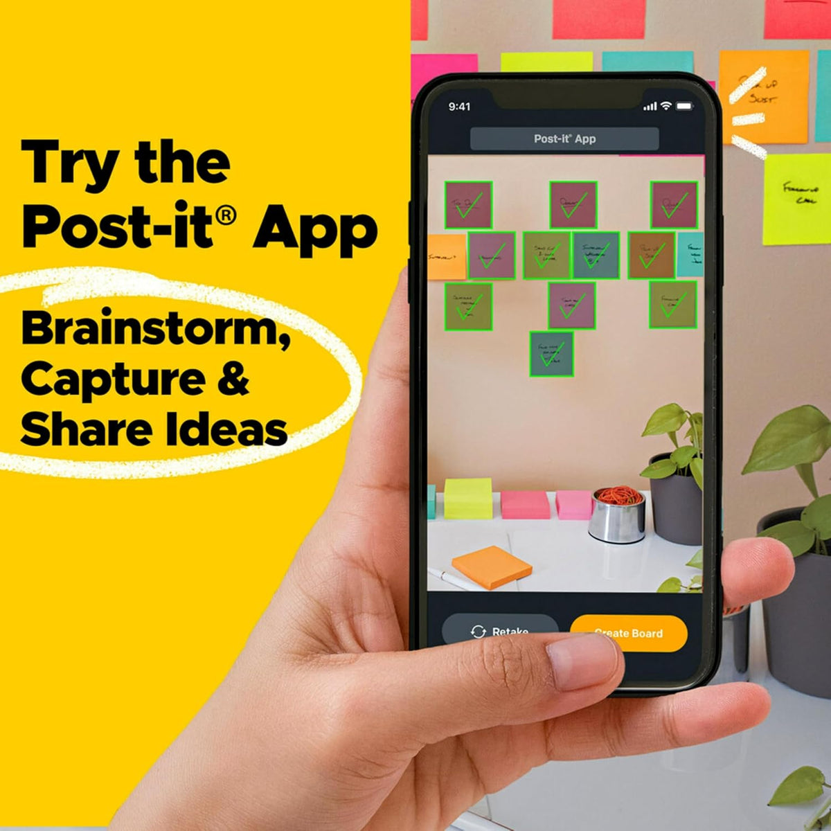 Post-it 100% Recycled Paper Super Sticky Notes, 3 in. x 3 in., 5 Pads, 70