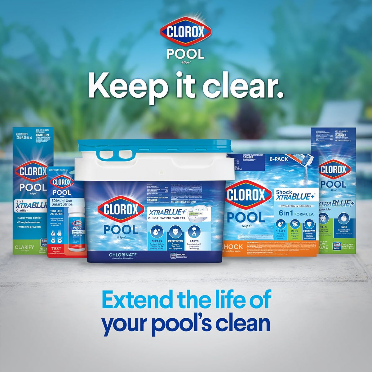 Cloroxå¨ Pool&Spa‰ã¢ Shock XTRABLUEå¨ Plus, Kills Bacteria & Algae in