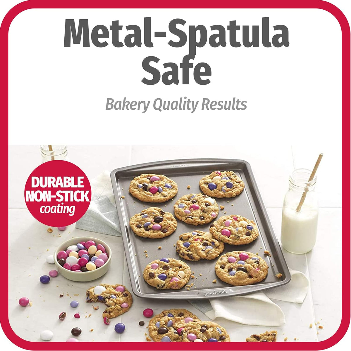 GoodCook Everyday Nonstick Carbon Steel 13‰۝ x 9‰۝ Baking Sheet Set, 3 Pack