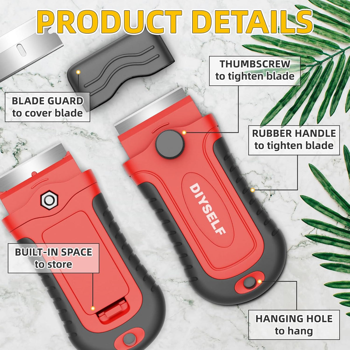 DIYSELF 1 Pack Razor Blade Scraper with 15 Extra Blades, Scraper Tool for