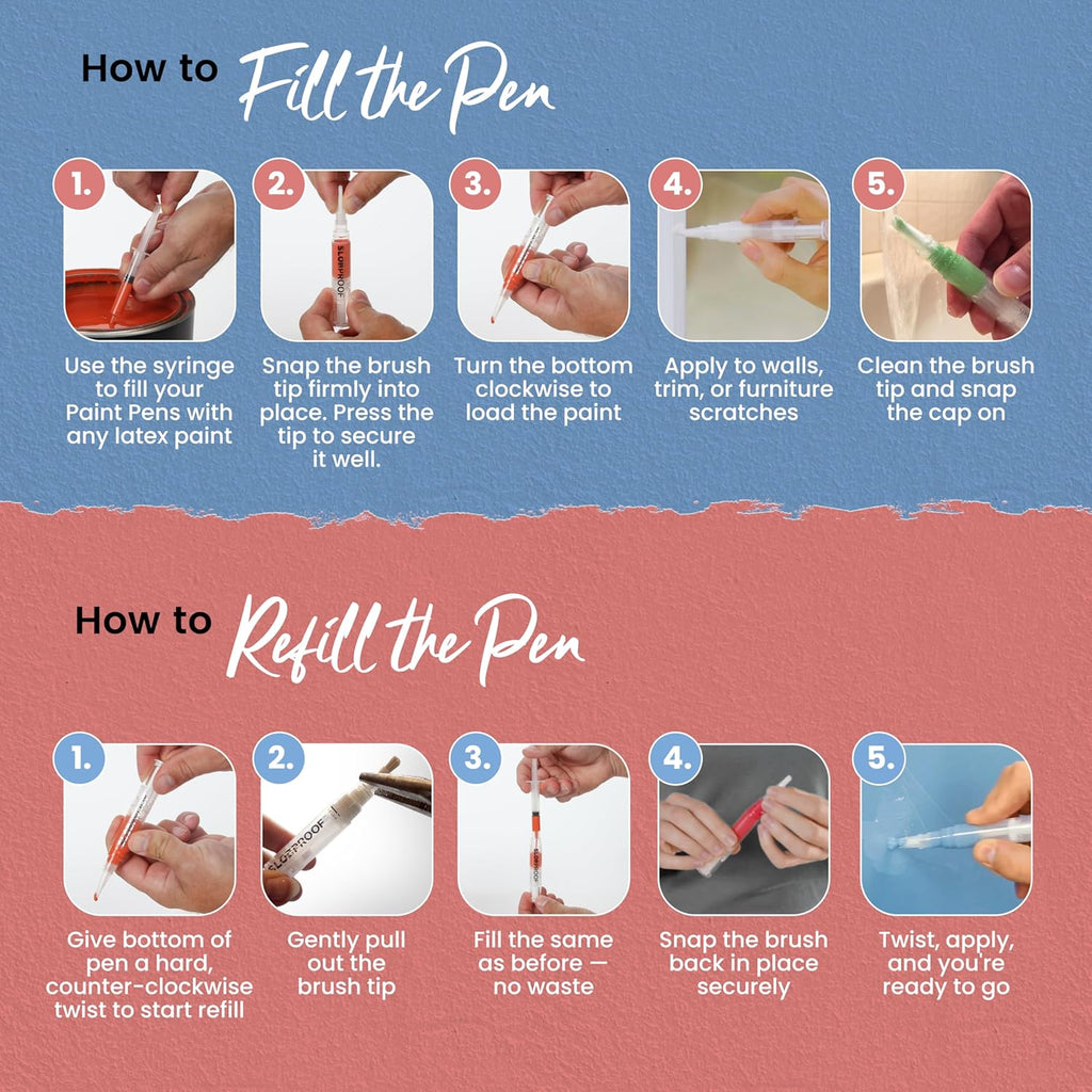 Slobproof Refillable Touch-Up Paint Pen, Mess-Free, Reusable Wall Paint