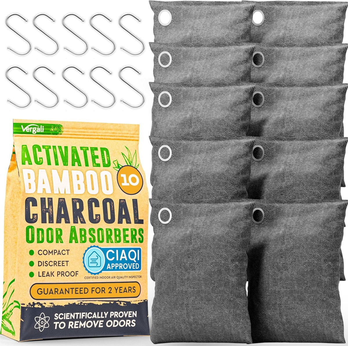 Activated Charcoal Odor Absorber for Strong Odors in Car, Closet, Shoe
